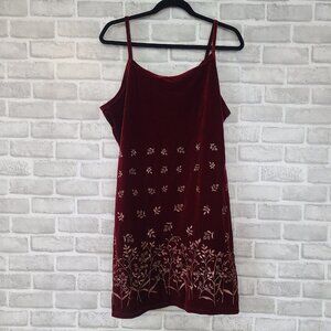 Vintage Mine Red Velvet Y2K Tank Dress Made in USA Embossed Party Sexy 2XL